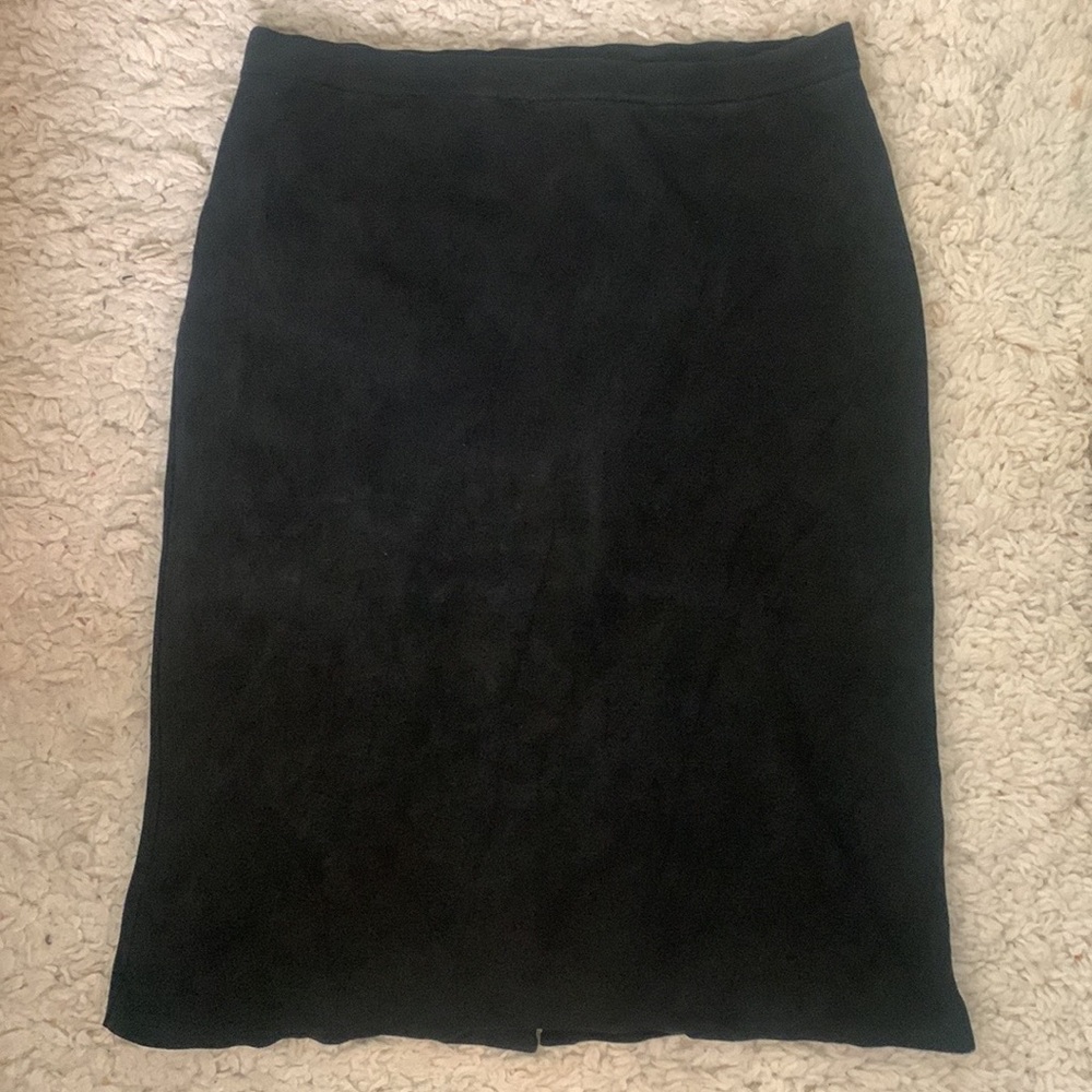 VINTAGE 90s Washed Black Midi Skirt